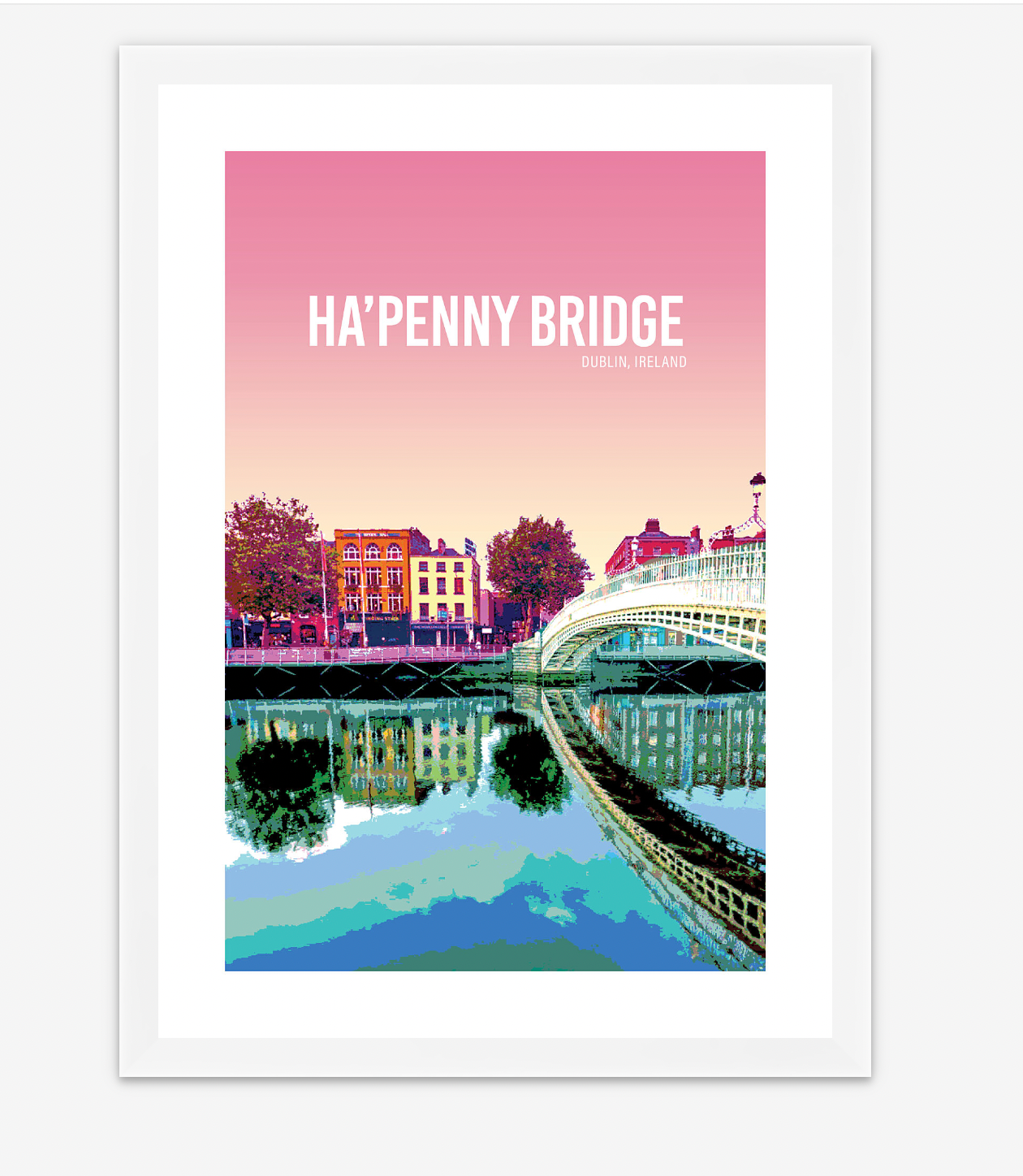 Ha'Penny Bridge Pink Sky A4 Print - Littlebee Prints