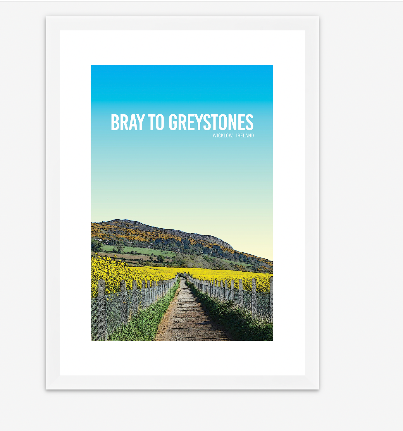 Bray to Greystones Walk Blue Sky A4 Print - Littlebee Prints