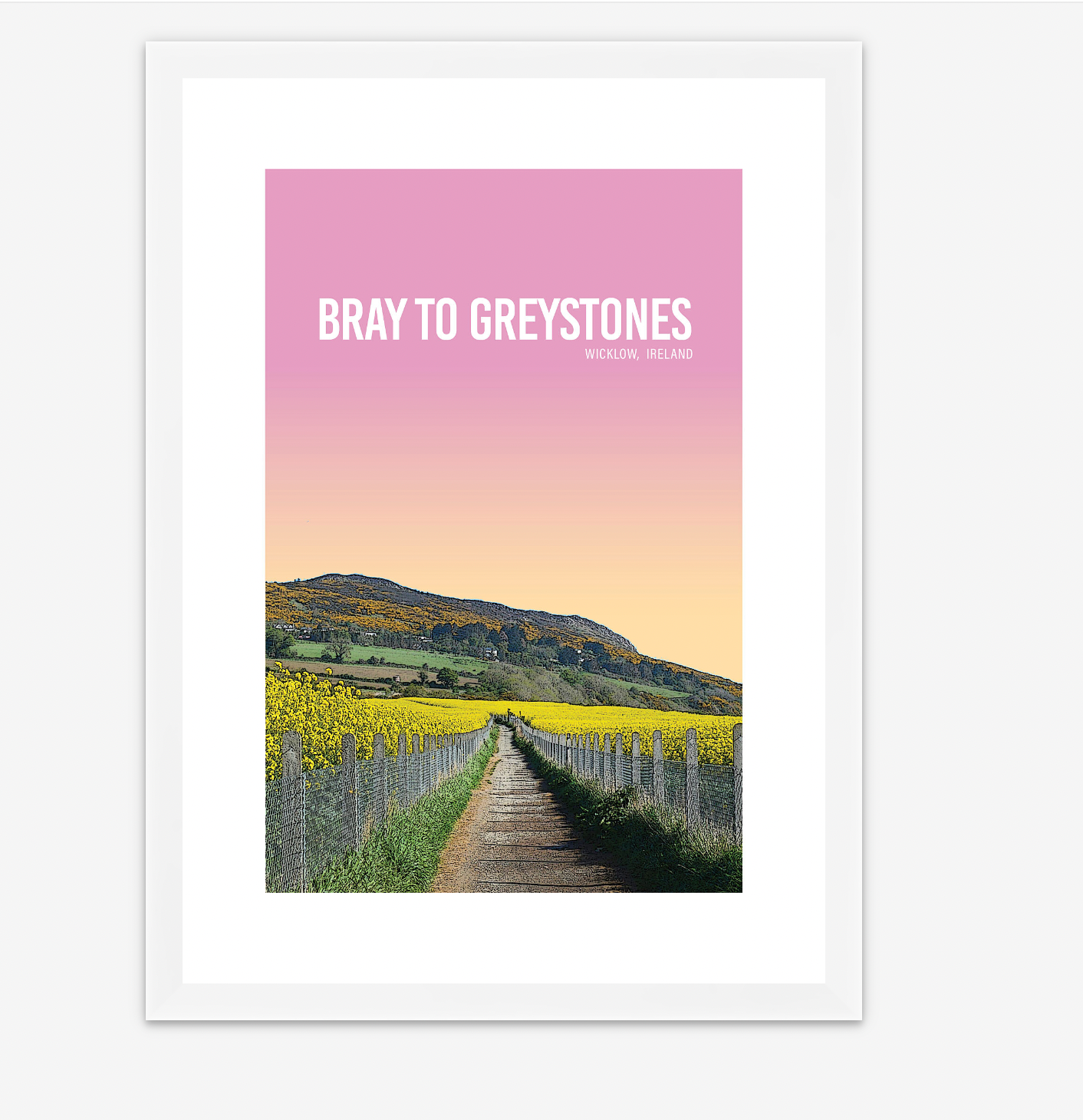 Bray to Greystones Walk Pink Sky A4 Print - Littlebee Prints