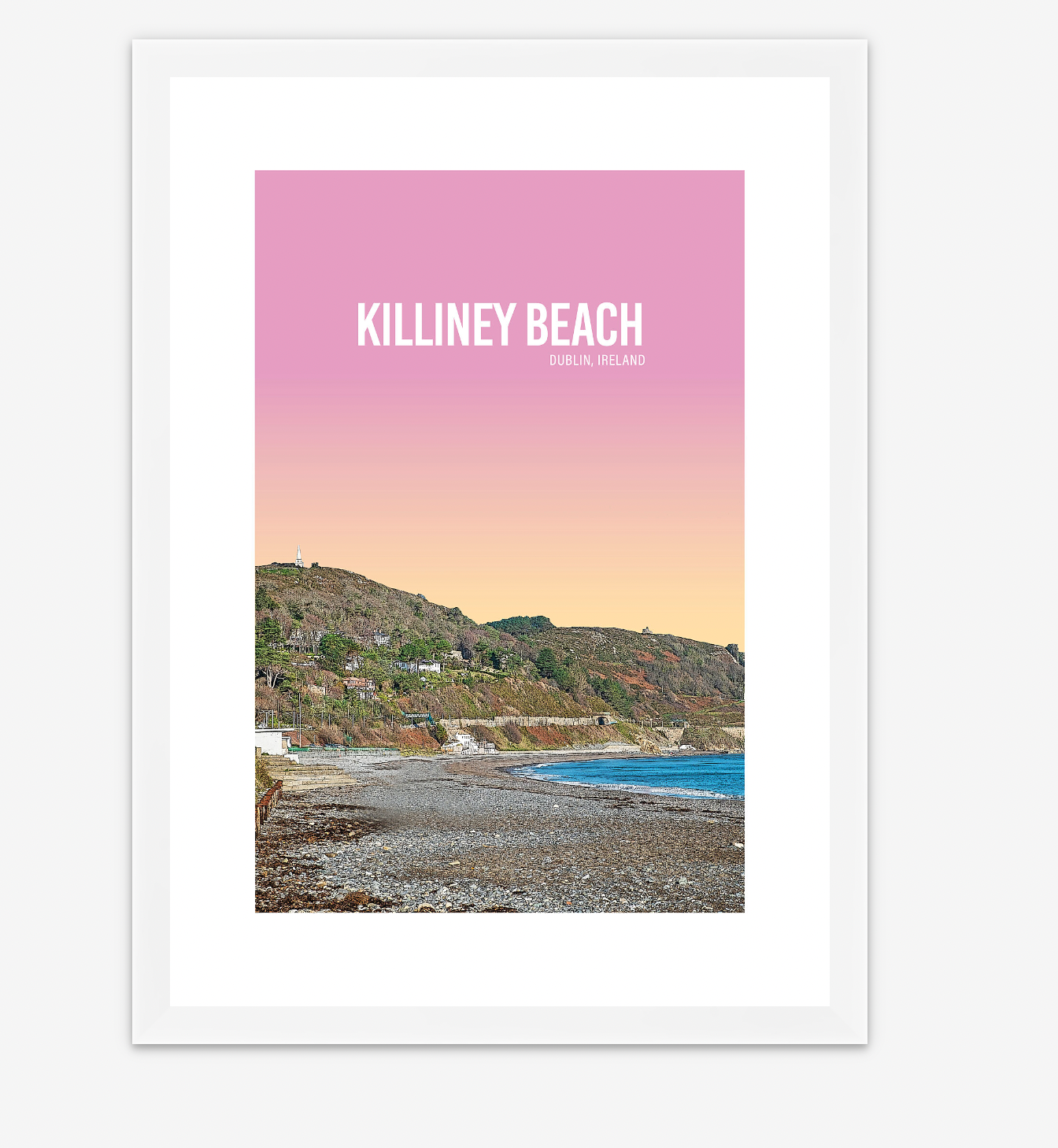 Killiney Beach Pink Sky A4 Print - Littlebee Prints